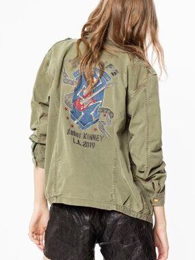 ZADIG & VOLTAIRE Kid Mili Embroidered Parka Jacket Skull Abbot Kinney Graphic